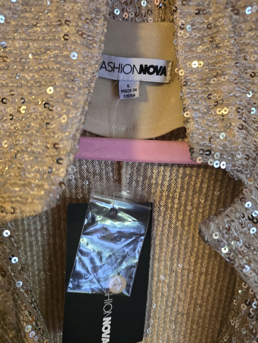 FashionNova Gold Sequin Shorts with Belt Wrap NWT - Picture 2 of 16